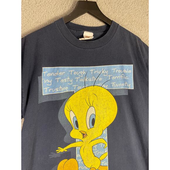 Vintage 1998 Tweety Bird Looney Tunes Tee OSFM Blue T-Shirt Warner Bros 90s - Picture 6 of 9